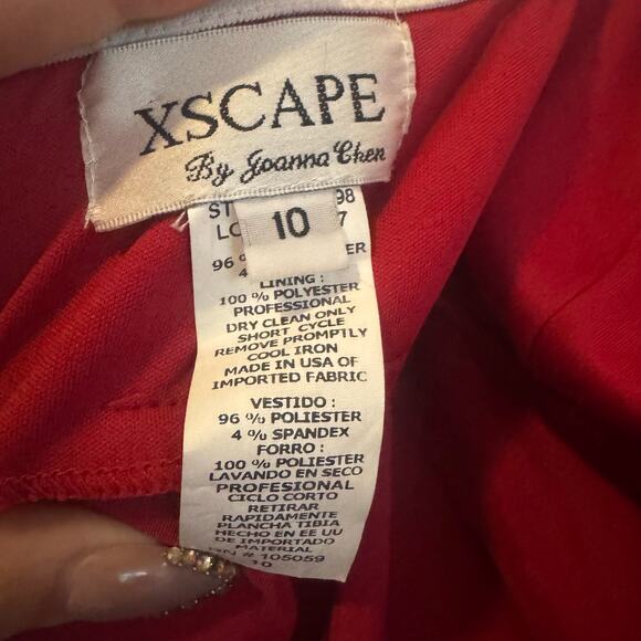 Xscape Red Satin Embellished Mermaid Evening Gown Size 10 Hoco Homecoming Prom - Picture 10 of 15